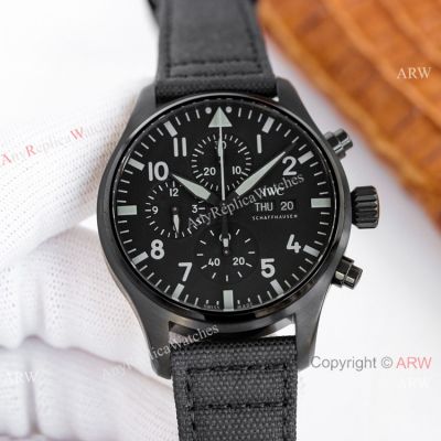 Swiss Copy IWC Schaffhausen Pilot's Spitfire 7750 Watch Solid Black